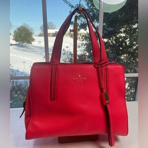 Kate Spade New York Dominique Versatile Satchel in Bright Red Pebbled Leather